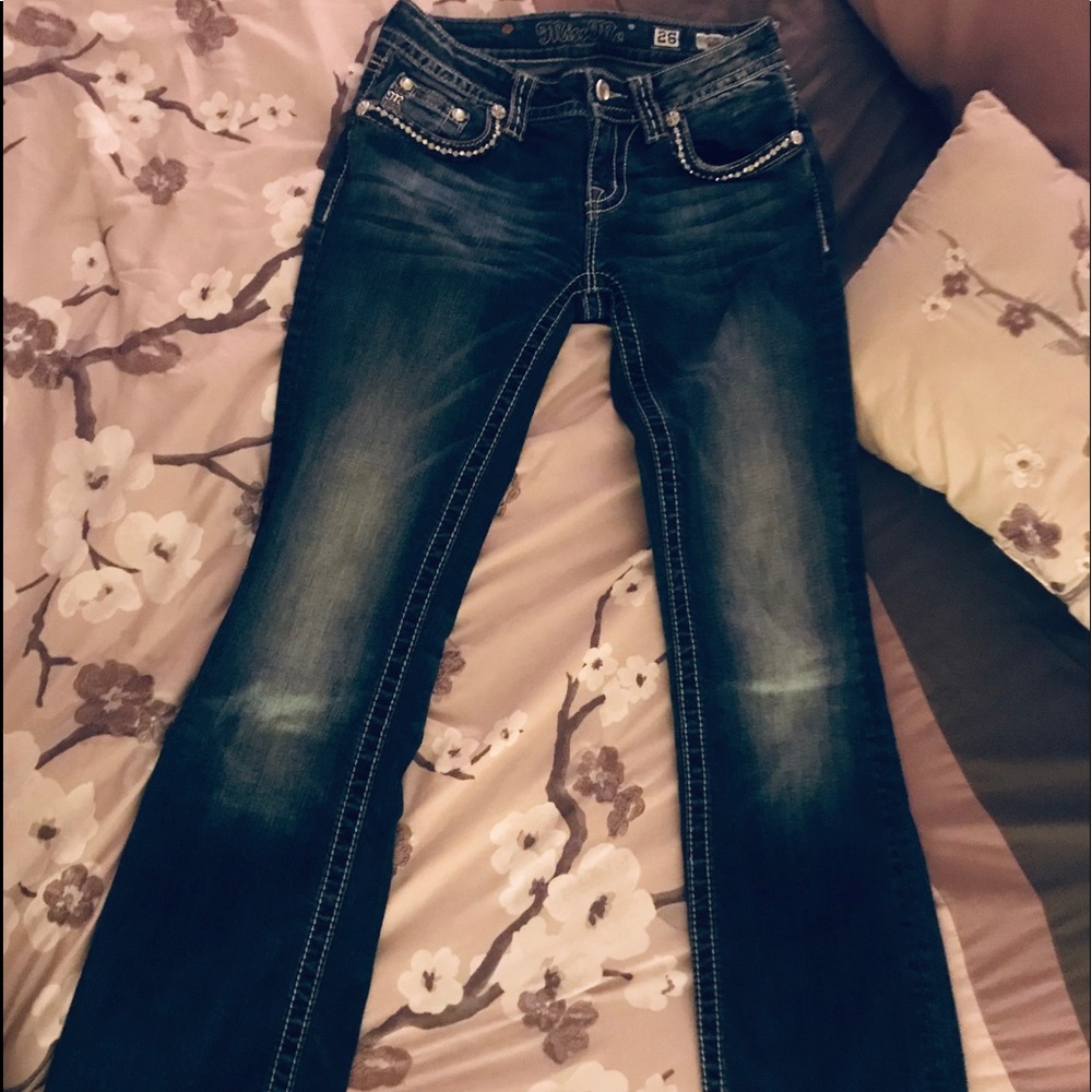 MissMe🖤 Signature-Rise Boot cut studded jeans